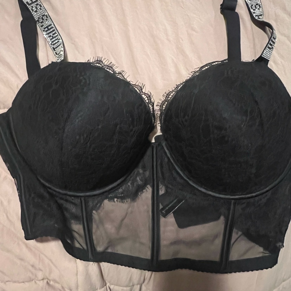 Victorias Secret Elegant Black Lace Bustier